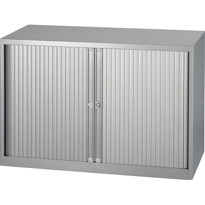 EURO roller shutter cupboard, width 1000 mm, 1 shelf, silver.