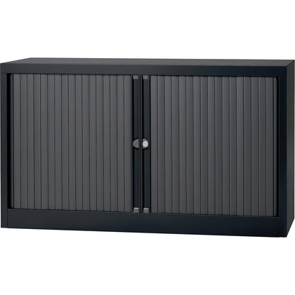 EURO roller shutter cupboard, width 1200 mm, 1 shelf, black.