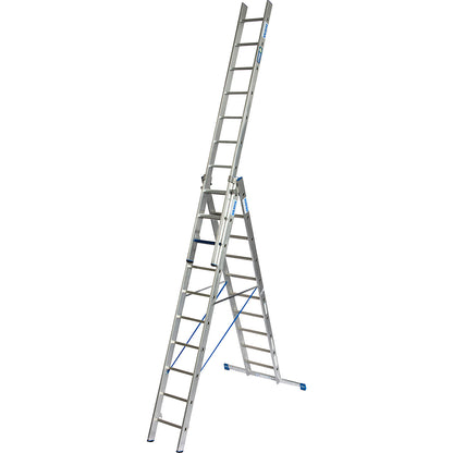 STABILO + S professional multi-purpose ladder, 3 parts, step-rung combination, 3 x 10 steps/rungs.