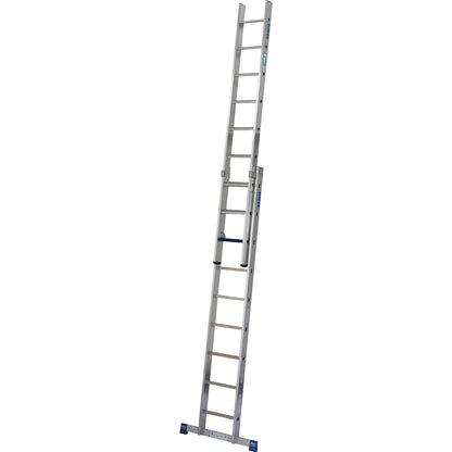 STABILO + S professional extension ladder, step-rung combination, 2 x 9 steps/rungs.