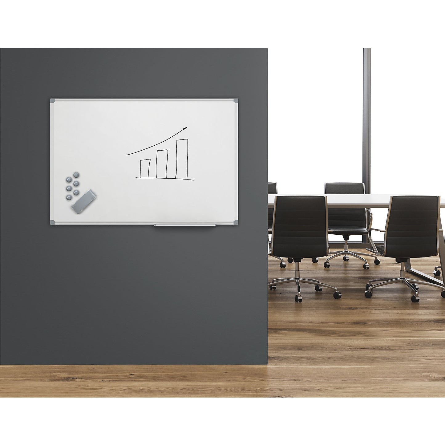 MAULstandard whiteboard, white, enamelled, WxH 1800 x 900 mm.