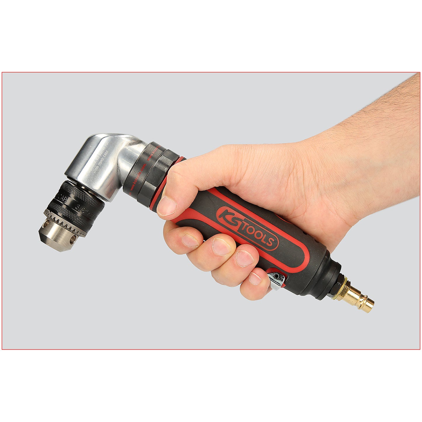 Pneumatic angle drill, pneumatic, max. 6.3 bar (90 psi).