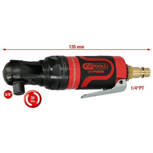 SlimPOWER mini pneumatic reversing ratchet, max. 6.3 bar (90 psi), 3/8''.