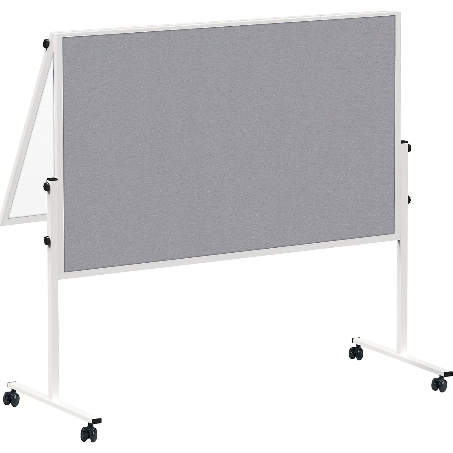 MAULsolid presentation board, mobile, folding, whiteboard/felt surface grey.