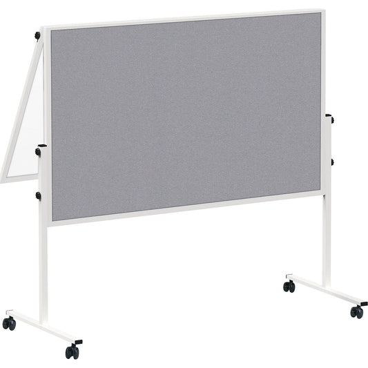 MAULsolid presentation board, mobile, folding, whiteboard/felt surface grey.