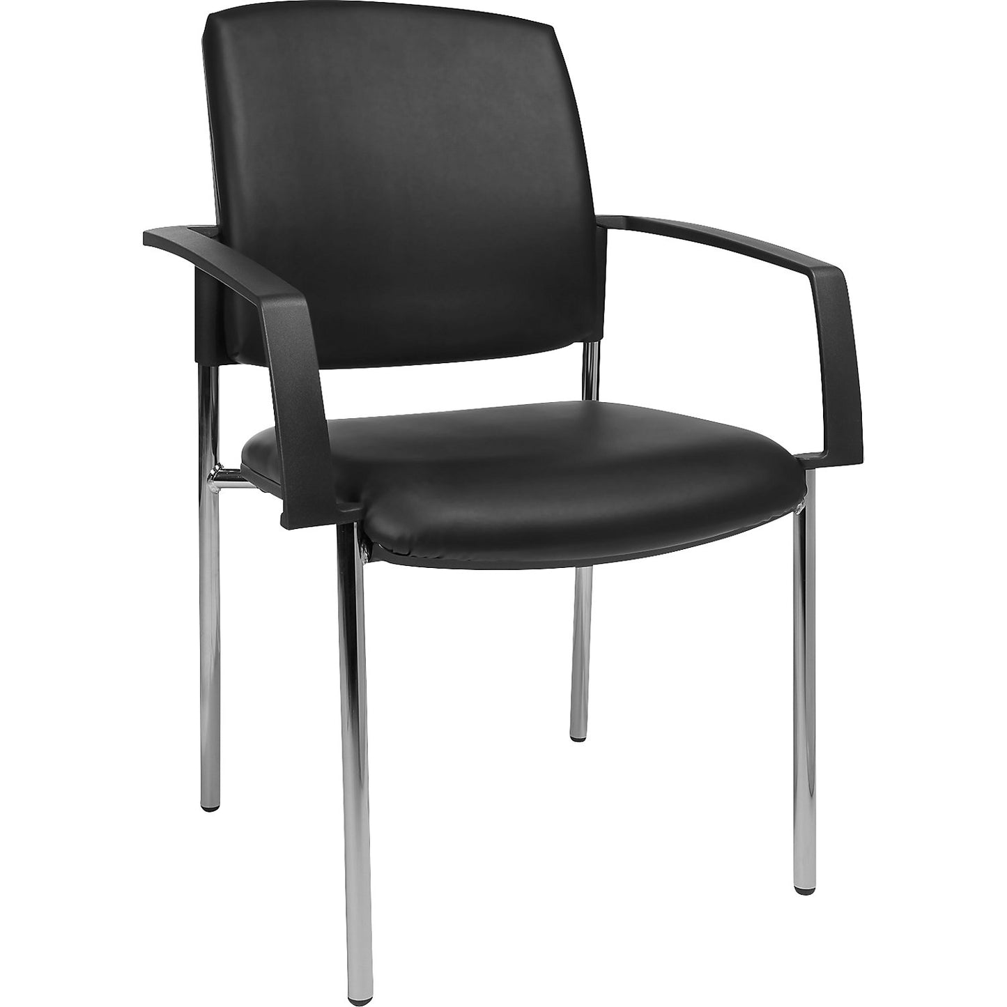 Visitors' chairs with arm rests, pack of 2, vinyl cover, black.
