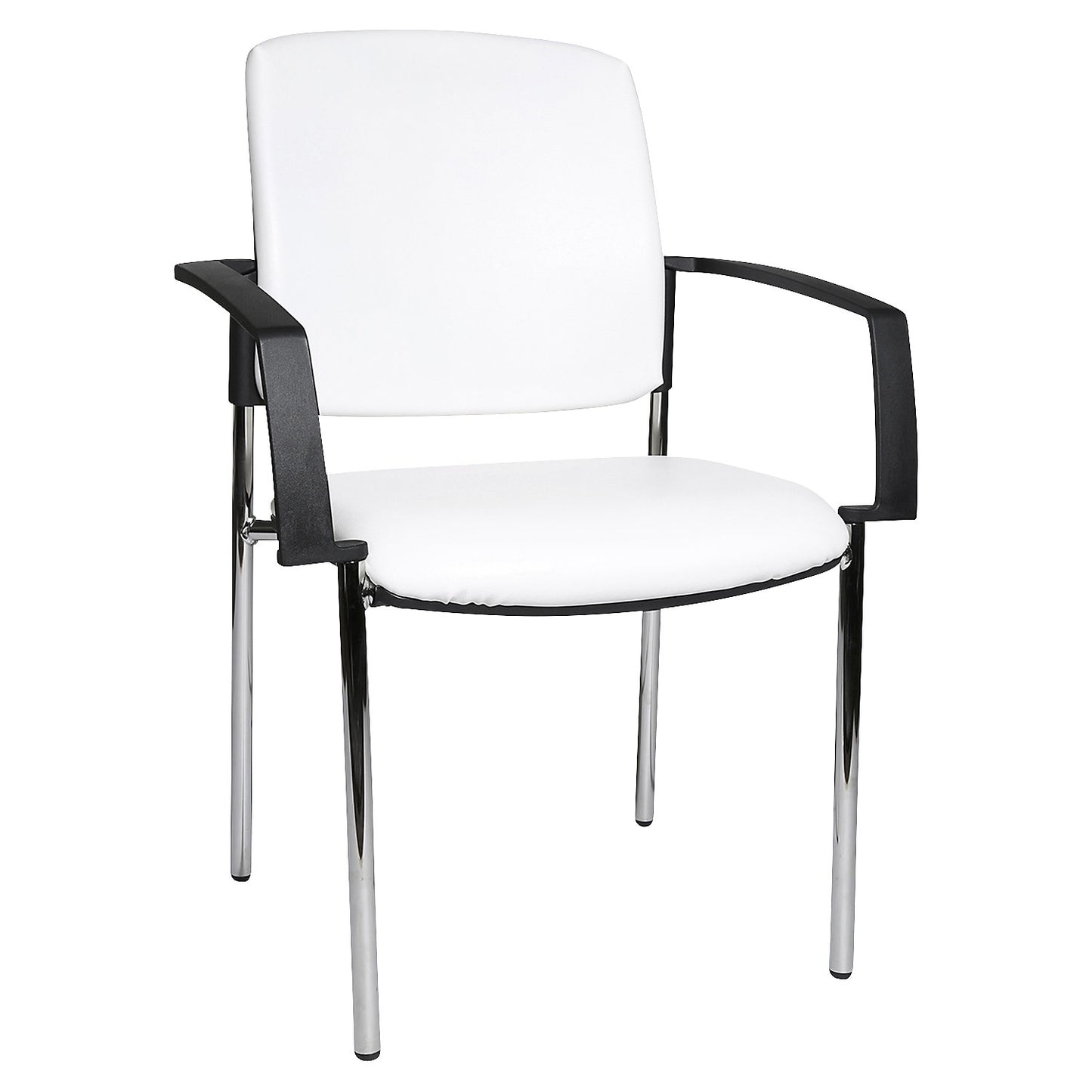 Visitors' chairs with arm rests, pack of 2, vinyl cover, white.