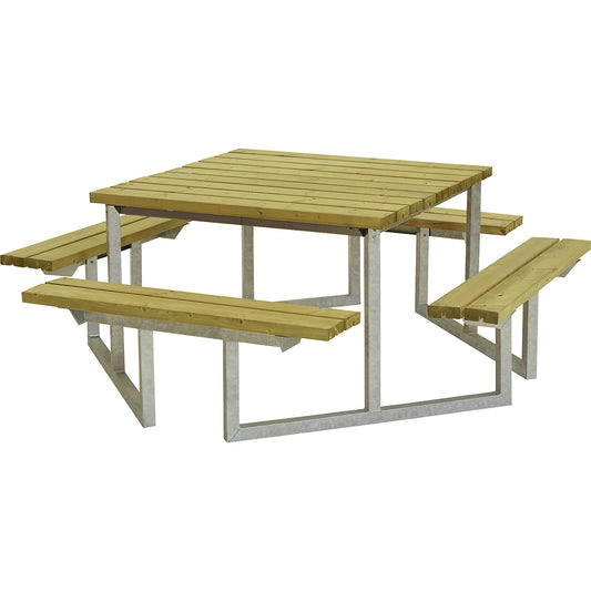 Picnic bench, for 8 people, certified pine wood, natural colour.