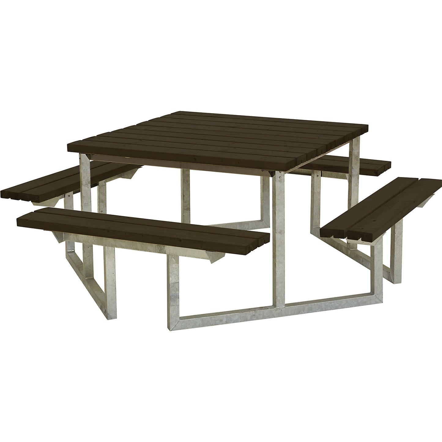 Picnic bench, for 8 people, certified pine wood, black.
