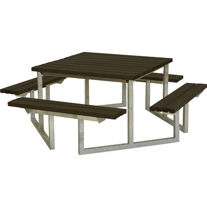 Picnic bench, for 8 people, certified pine wood, black.