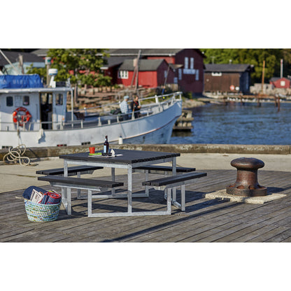 Picnic bench, for 8 people, certified pine wood, black.