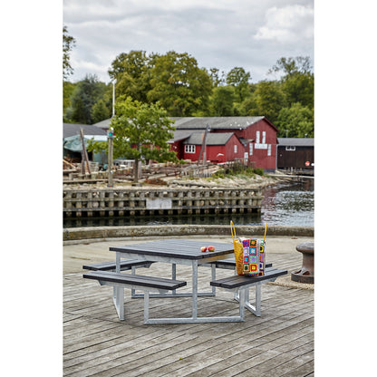Picnic bench, for 8 people, recycled plastic, black.
