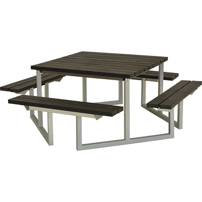 Picnic bench, for 8 people, recycled plastic, black.