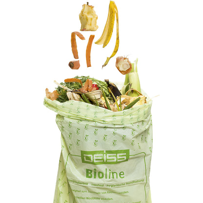 ecovio® bioline waste sacks, capacity 200 l, 20 rolls of 5, pack of 100.