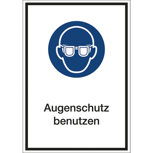 Additional combination signs for mandatory signs, wear eye protection, film, LxHxD 130 x 185 x 0.1 mm.