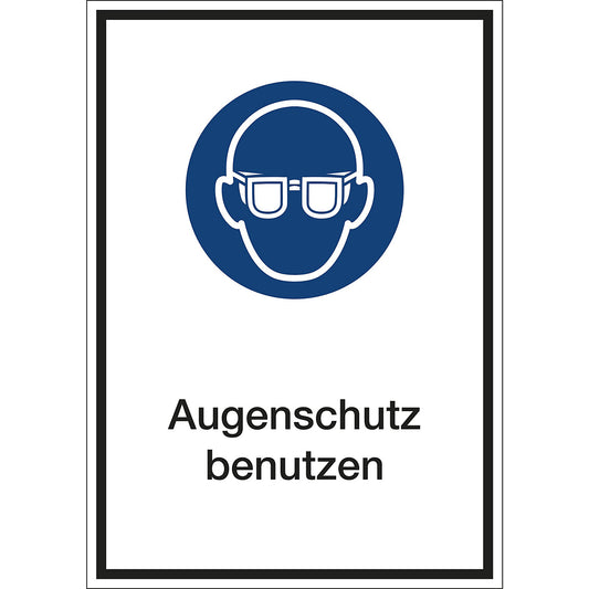 Additional combination signs for mandatory signs, wear eye protection, film, LxHxD 210 x 297 x 0.1 mm.