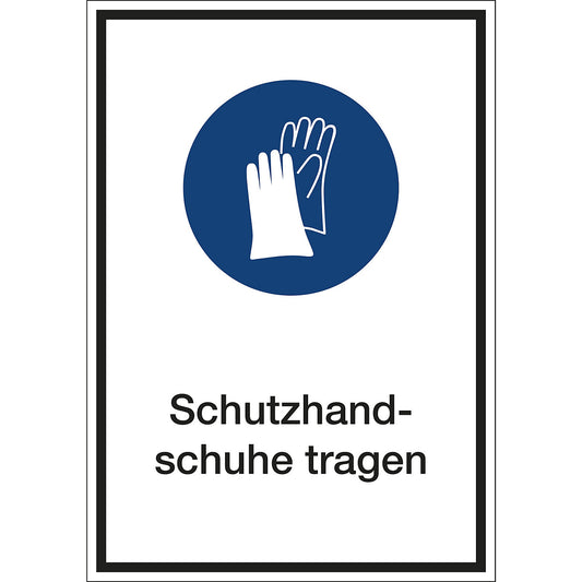 Additional combination signs for mandatory signs, wear protective gloves, film, LxHxD 130 x 185 x 0.1 mm.