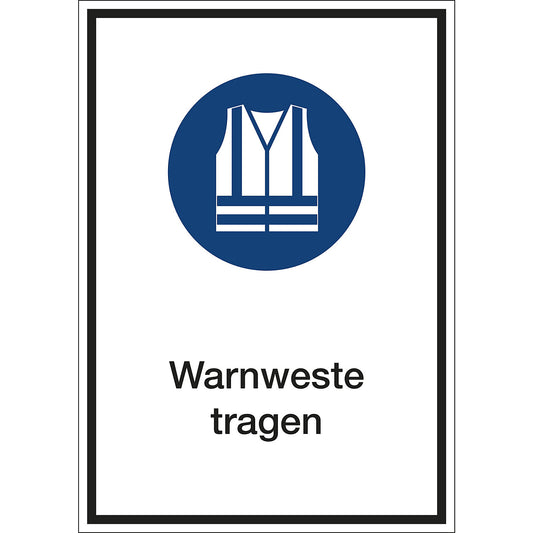 Additional combination signs for mandatory signs, wear high-visibility clothing, film, LxHxD 210 x 297 x 0.1 mm.