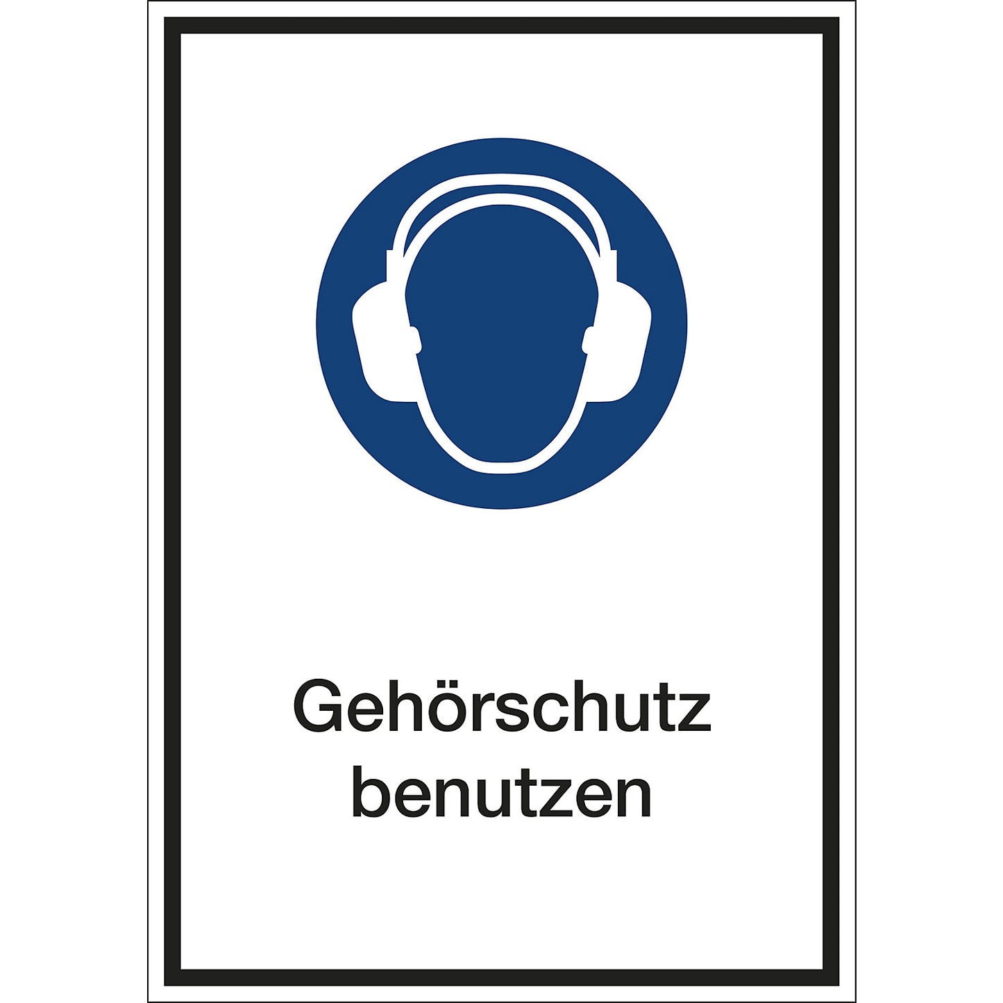 Additional combination signs for mandatory signs, wear ear protection, plastic, LxHxD 210 x 297 x 1 mm.