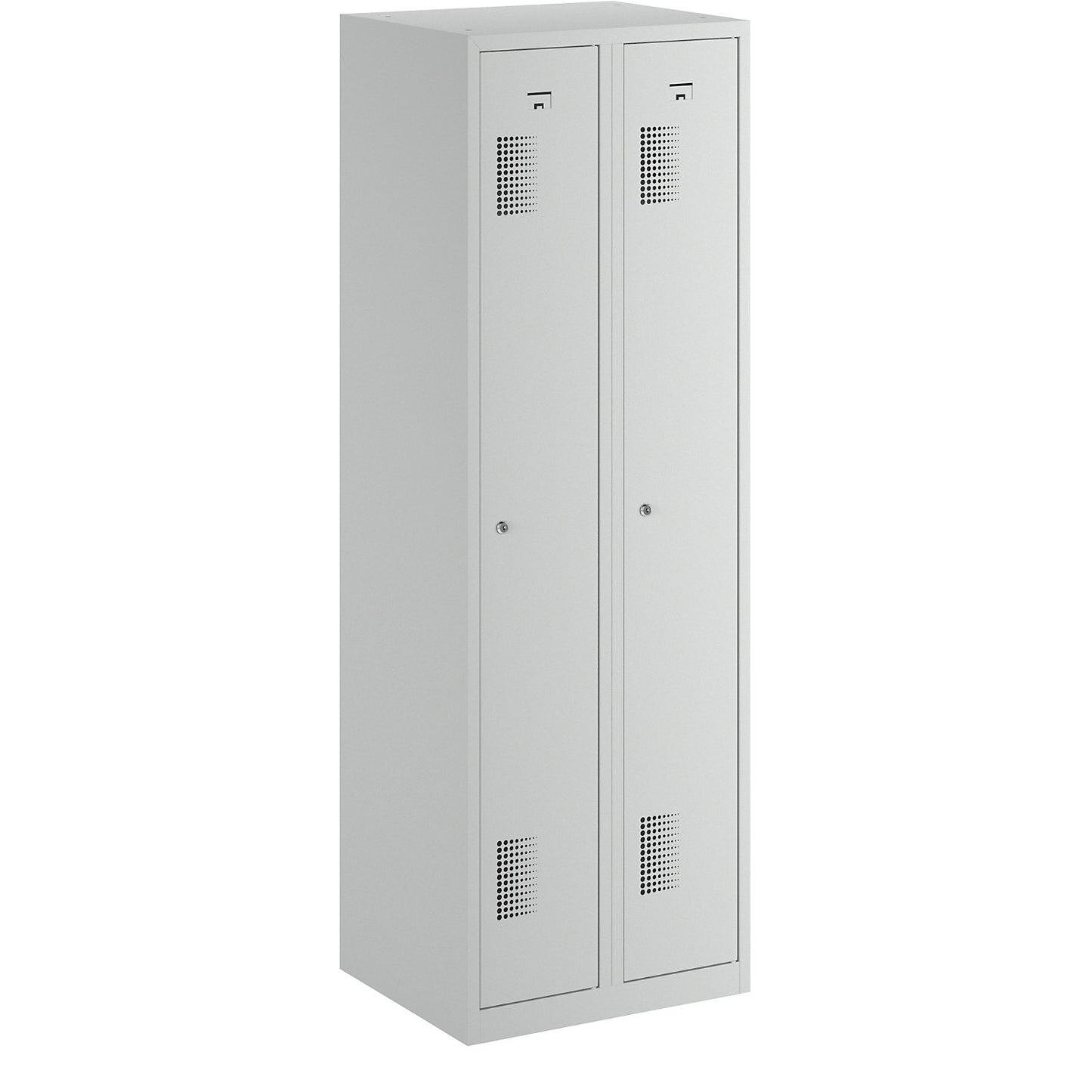 Amsterdam clothes locker, antibacterial, 2 compartments, light grey, width 600 mm.