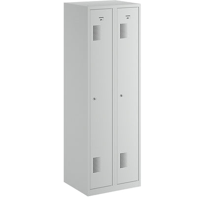 Amsterdam clothes locker, antibacterial, 2 compartments, light grey, width 600 mm.