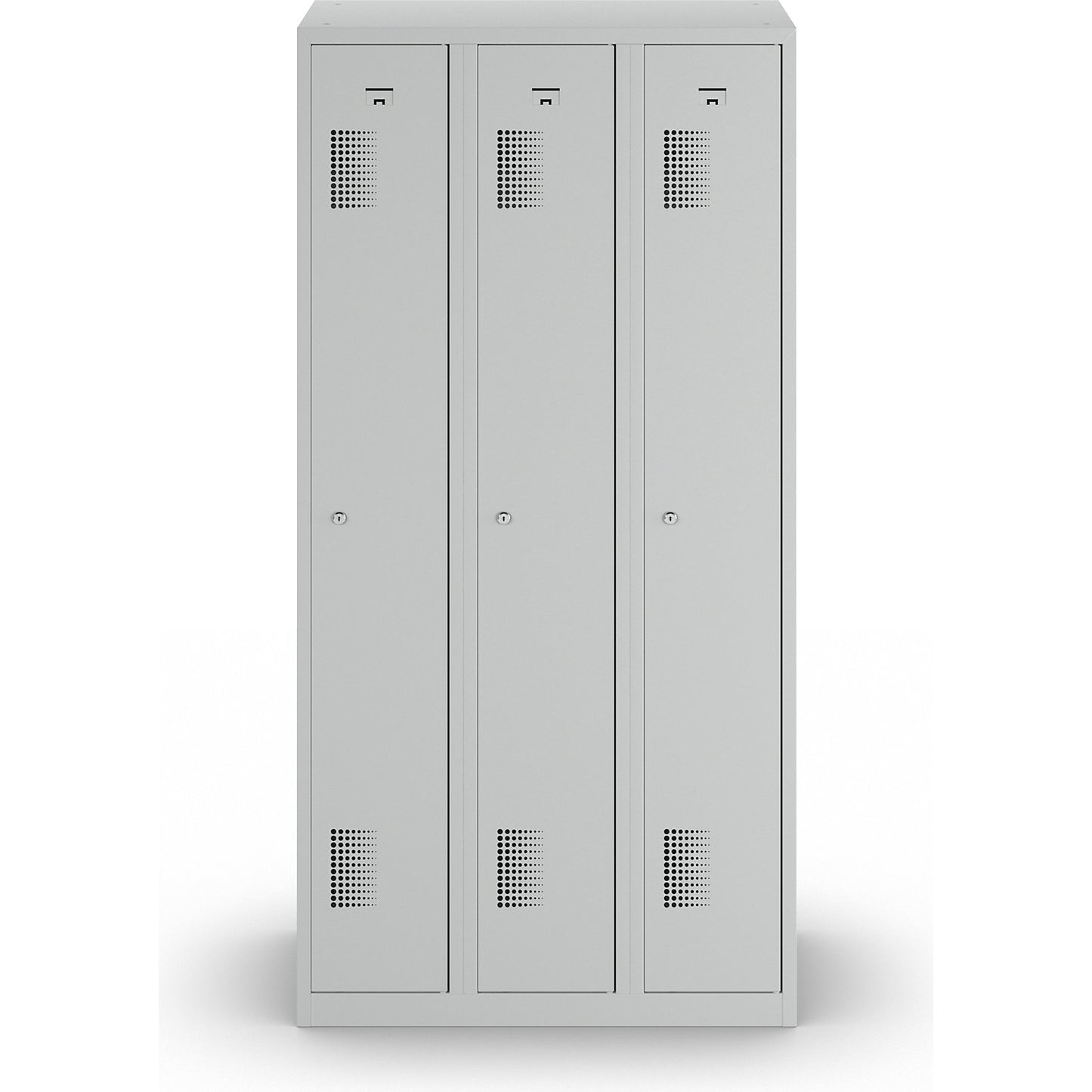 Amsterdam clothes locker, antibacterial, 3 compartments, light grey, width 900 mm.