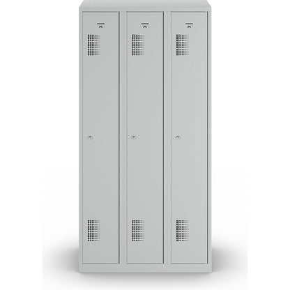 Amsterdam clothes locker, antibacterial, 3 compartments, light grey, width 900 mm.