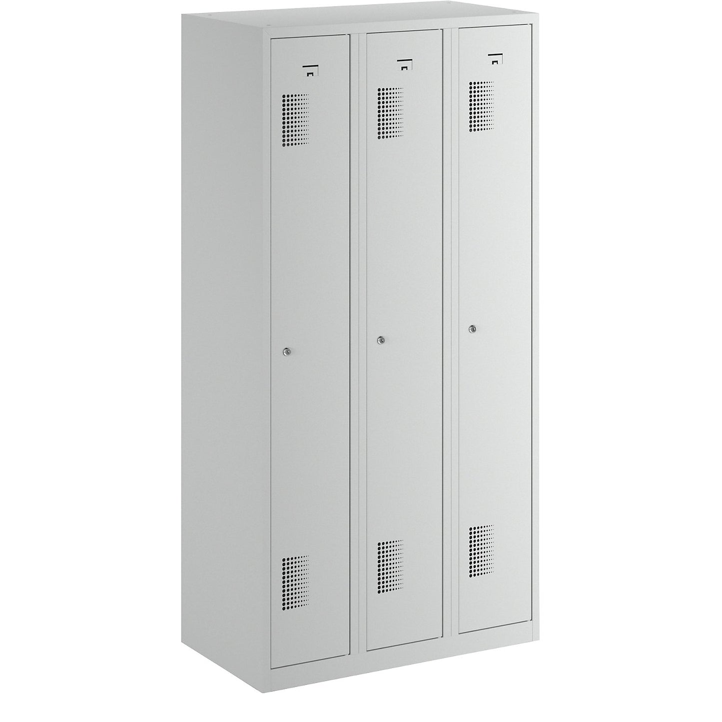 Amsterdam clothes locker, antibacterial, 3 compartments, light grey, width 900 mm.