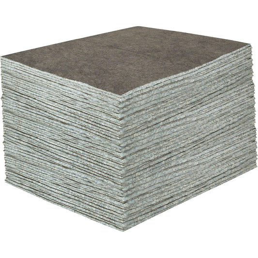 DuraSoak® universal absorbent sheeting, sheets, pack of 100, recycled cellulose, 380 x 480 mm, grey.