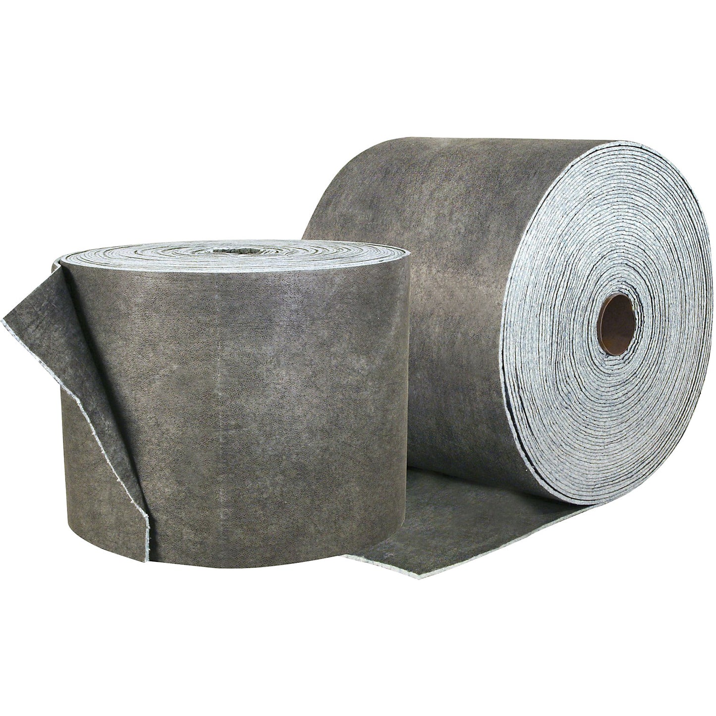 DuraSoak® universal absorbent sheeting, roll of sheets, pack of 2 rolls, recycled cellulose, 360 mm x 38 m, grey.