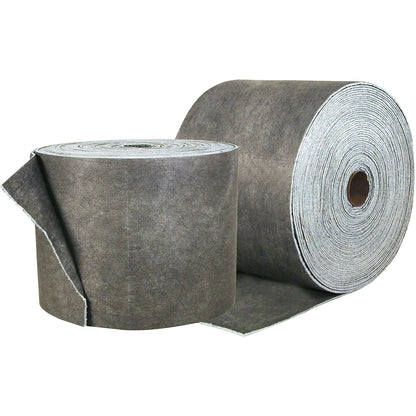 DuraSoak® universal absorbent sheeting, roll of sheets, pack of 2 rolls, recycled cellulose, 360 mm x 38 m, grey.
