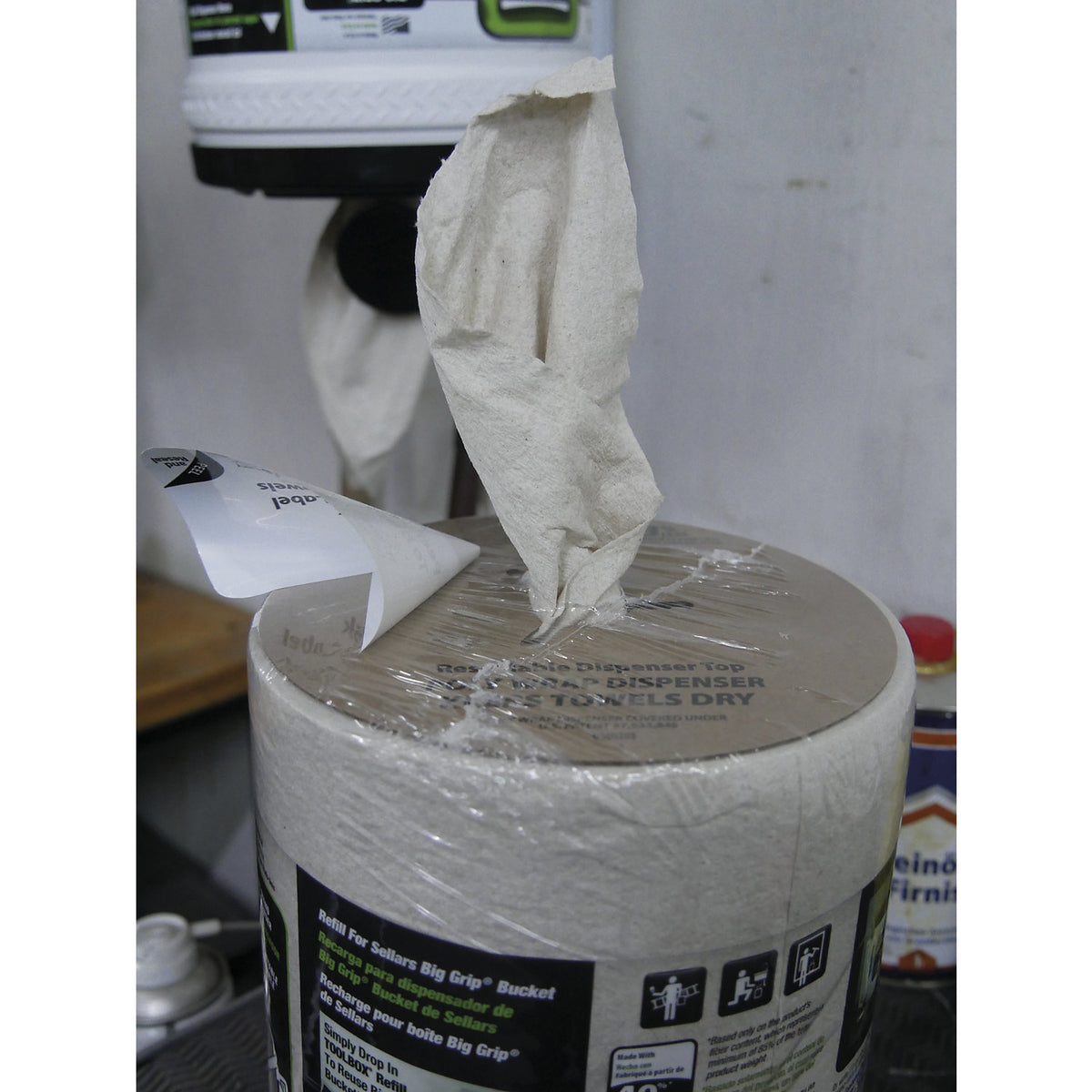 Roll of GreenX® wiping cloths, pack of 6 rolls, recycled cellulose, 250 mm x 60 m, natural.