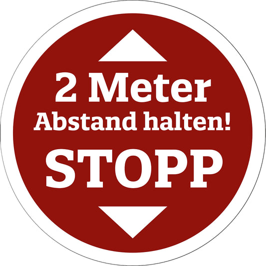 Floor stickers - Abstand halten, film with floor laminate, Ø 400 mm, red.