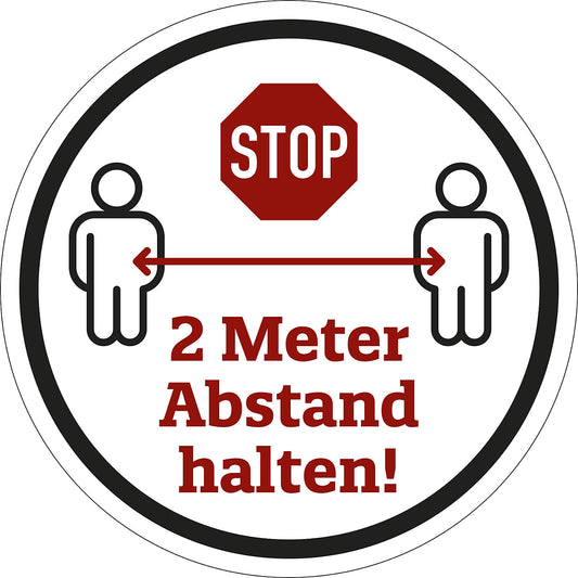 Floor stickers - Abstand halten, film with floor laminate, Ø 400 mm, white.