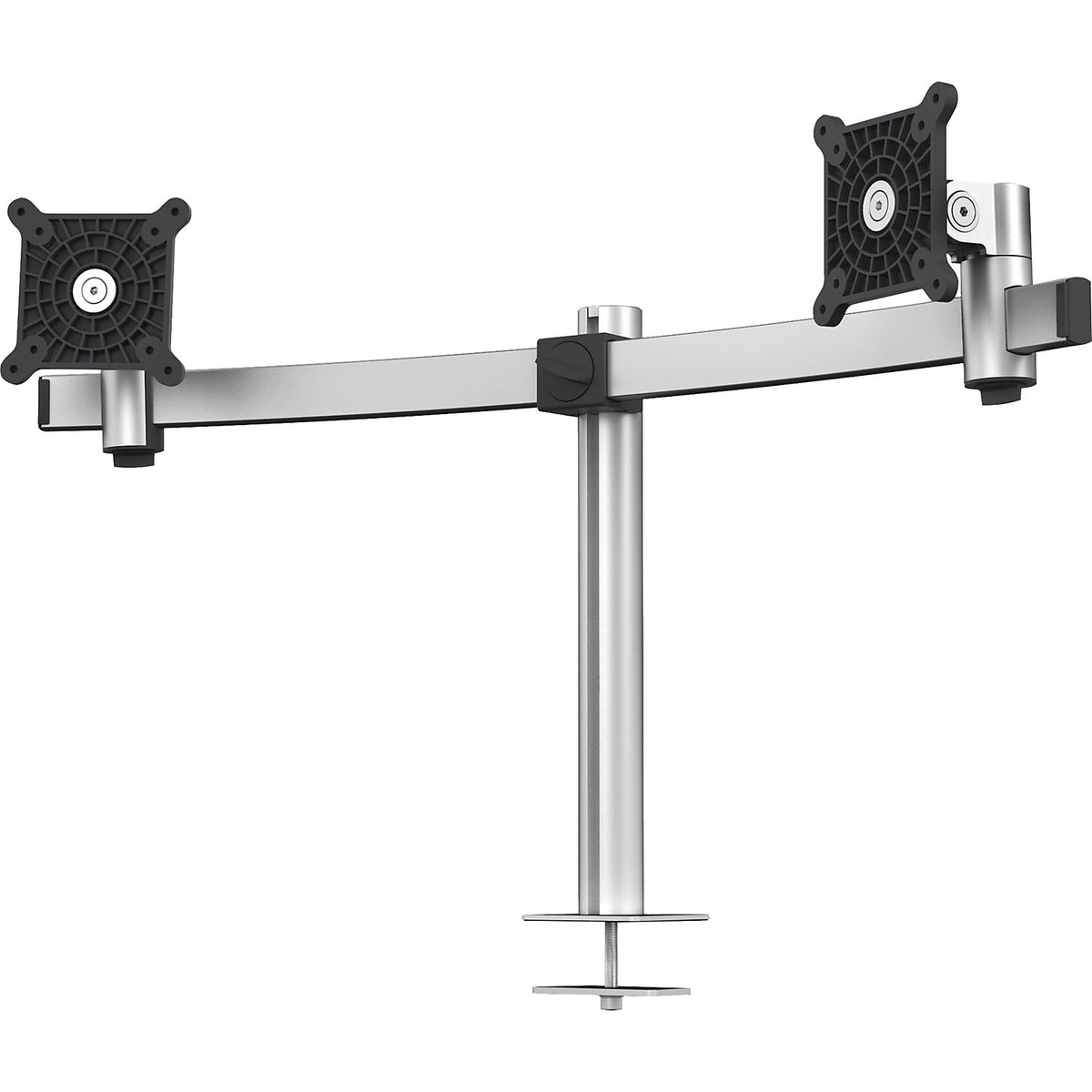 Monitor holder for 2 monitors, HxWxD 445 x 780 x 190 mm, through-desk mounting.