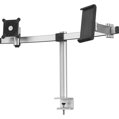 Monitor holder for 1 monitor and 1 tablet, HxWxD 445 x 780 x 190 mm, with table clamp.