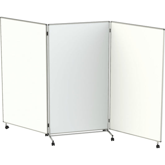 Presentation board/partition, mobile, folding, for writing on, magnetic, resistant to disinfectants, HxWxD 1905 x 1018/3074 x 500 mm.
