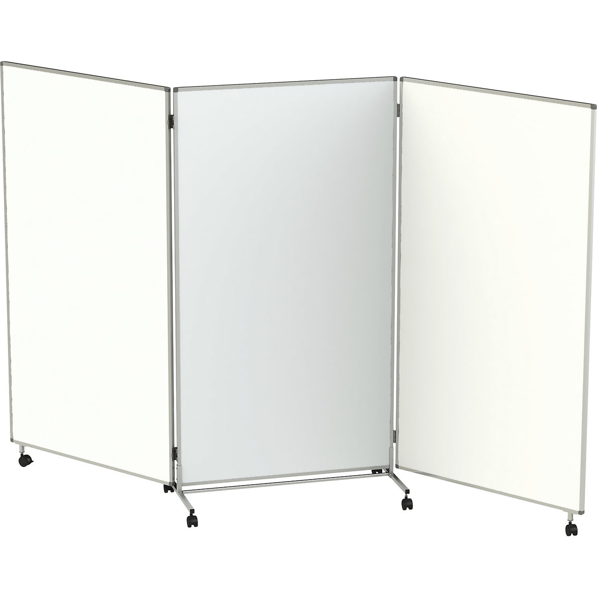 Presentation board/partition, mobile, folding, for writing on, magnetic, resistant to disinfectants, HxWxD 1905 x 1018/3074 x 500 mm.