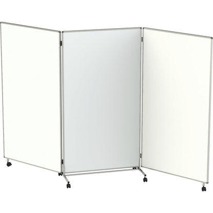Presentation board/partition, mobile, folding, for writing on, magnetic, resistant to disinfectants, HxWxD 1905 x 1018/3074 x 500 mm.