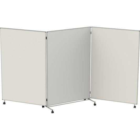 Presentation board/partition, mobile, folding, for writing on, magnetic, resistant to disinfectants, HxWxD 1905 x 1218/3664 x 500 mm.
