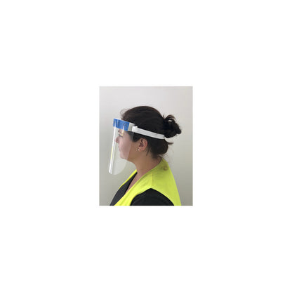 Face protection, with forehead pad, pack of 10, transparent/blue.