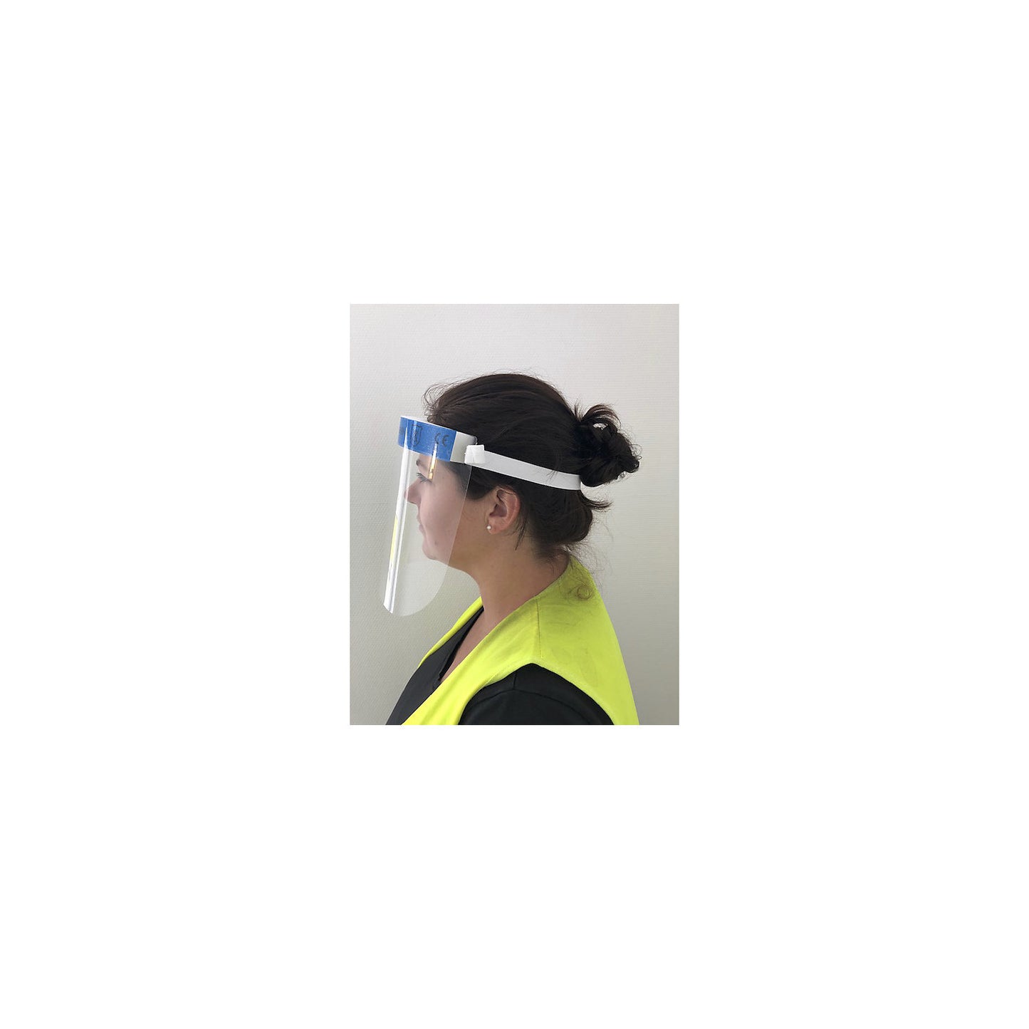 Face protection, with forehead pad, pack of 100, transparent/blue.