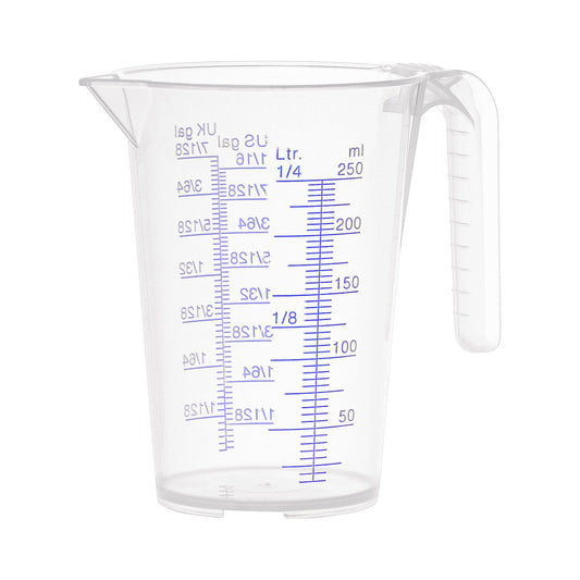 Measuring cup, transparent, 0.25 l, pack of 12, PP, with scale.
