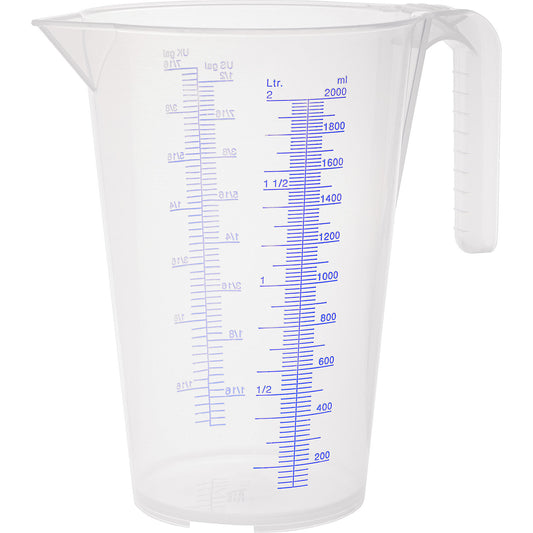 Measuring cup, transparent, 2 l, pack of 6, PP, with scale.