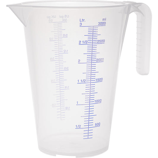 Measuring cup, transparent, 3 l, pack of 6, PP, with scale.