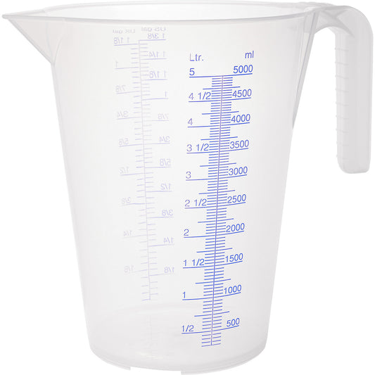 Measuring cup, transparent, 5 l, pack of 6, PP, with scale.