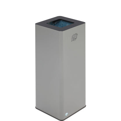 QUADRO recyclable waste collector, 70 l, made of steel with clamping ring, silver / charcoal.
