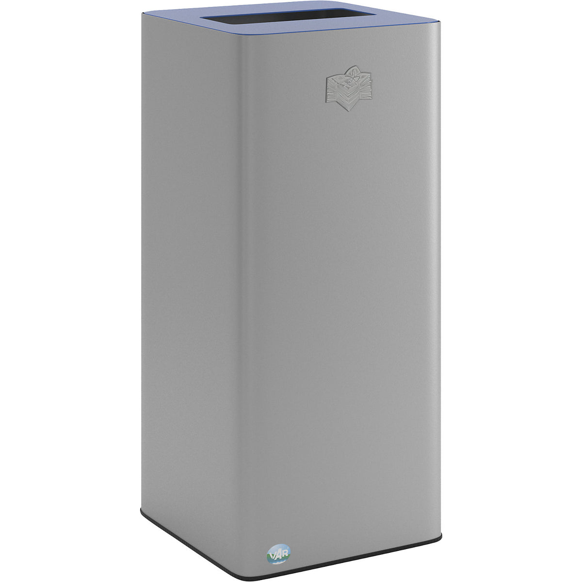 QUADRO recyclable waste collector, 70 l, made of steel with clamping ring, silver / blue.