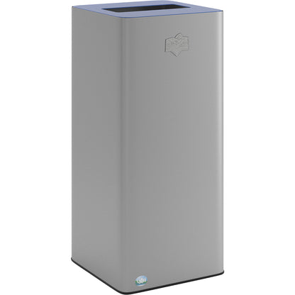 QUADRO recyclable waste collector, 70 l, made of steel with clamping ring, silver / blue.
