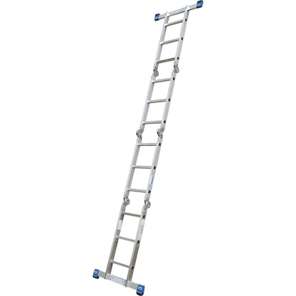 STABILO hinged multipurpose ladder, can be used as a lean to ladder, step ladder and access safety platform, 4 x 3 rungs.